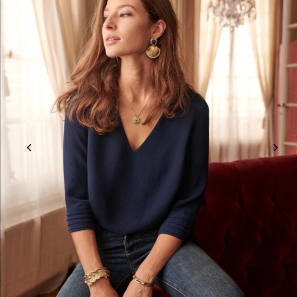 Sézane Babeth Indigo Blue Top